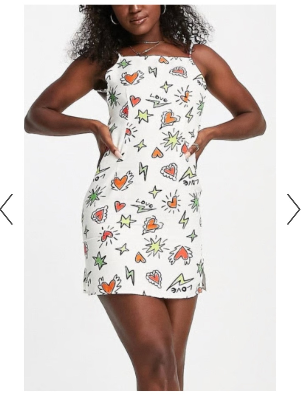 ASOS White Mini Dress with Orange Hearts & Green Stars